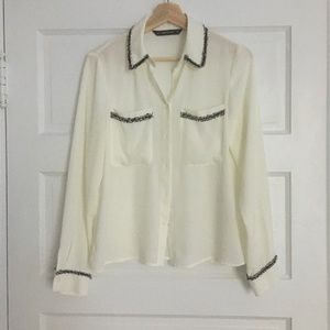 ZARA Botton-down Shirt White Size S